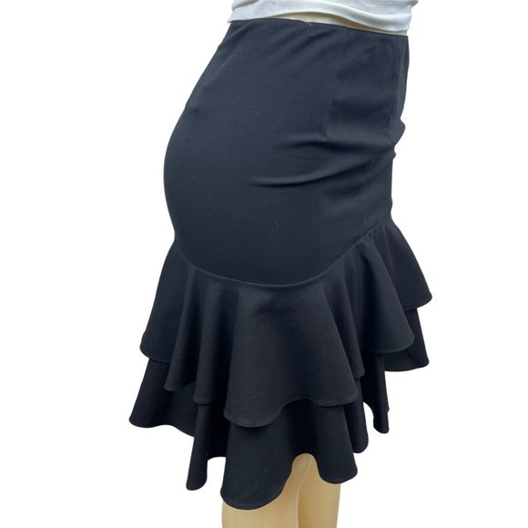 Ralph Lauren Women’s Black Ruffle Knee Length Skirt Sz 4 - NWT - Picture 3 of 8